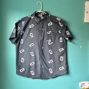 Miller Lite Button Down Shirt Short Sleeve Men's Size XL  active beer mug